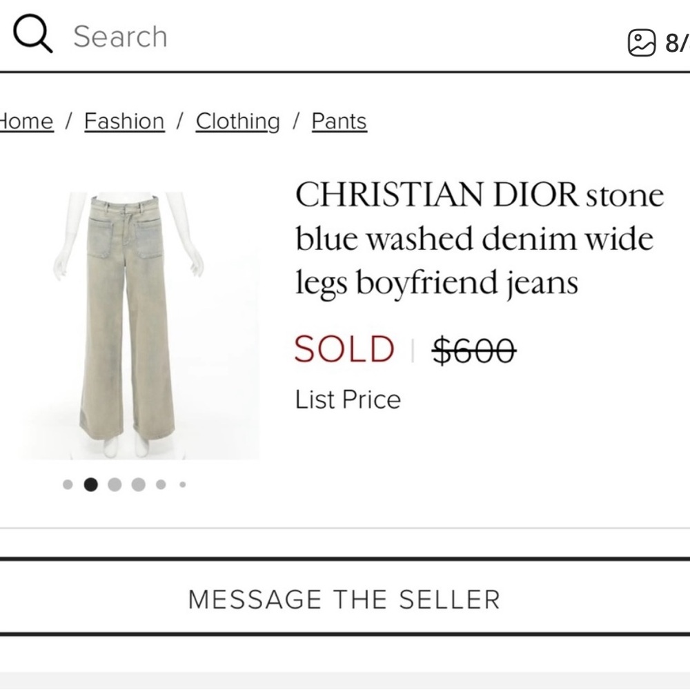 Dior Light Wash Wide Leg Jeans Women’s Size 26 High Rise Designer Denim - Picture 8 of 8